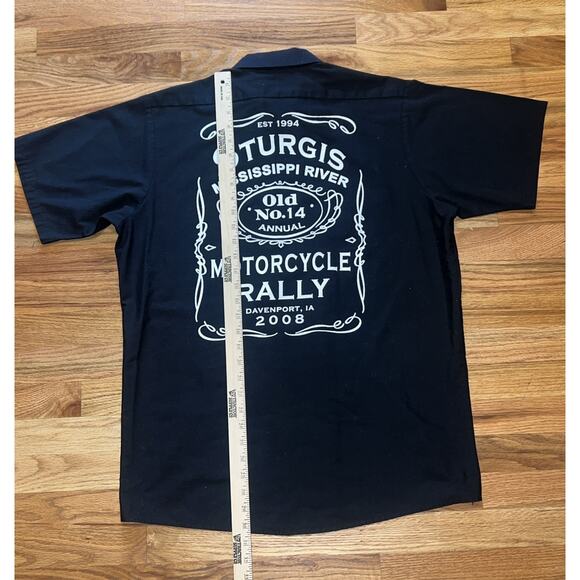 Red KAP 2008 Sturgis Biker Black Short Sleeve Button Up Shirt Men's Sz Large - Picture 6 of 9